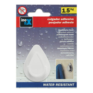 COLGADOR RESISTENTE AL AGUA MODELO GOTA BLANCO 2193-2-000 (BLISTER) INOFIX