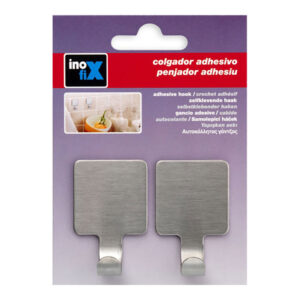 COLGADOR ADHESIVO GANCHO ACERO 2077-1-000 (BLISTER 2 unid.) INOFIX