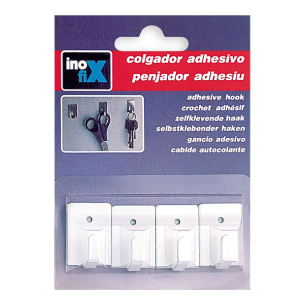 COLGADOR ADHESIVO BLANCO 2019-2-001 (BLISTER 4 unid.) INOFIX