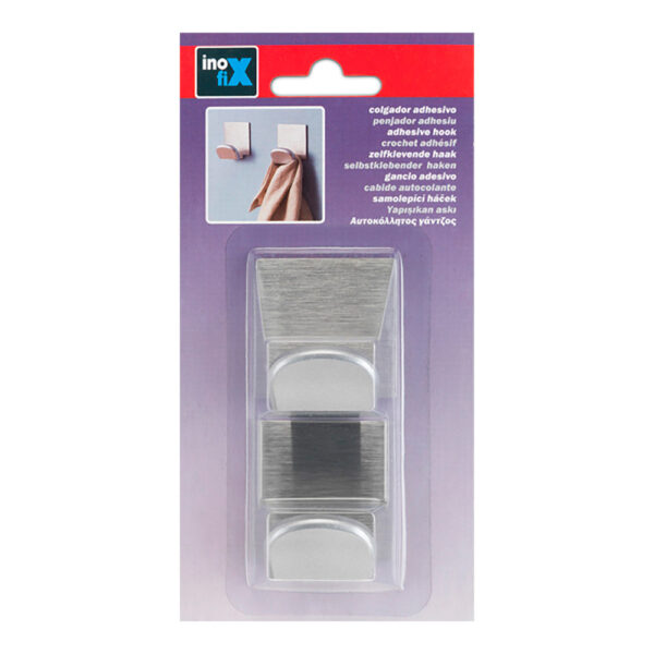 COLGADOR ADHESIVO CROMO CON BASE ADE ACERO INOXIDABLE 2078-7-000 (BLISTER 2 unid.) INOFIX