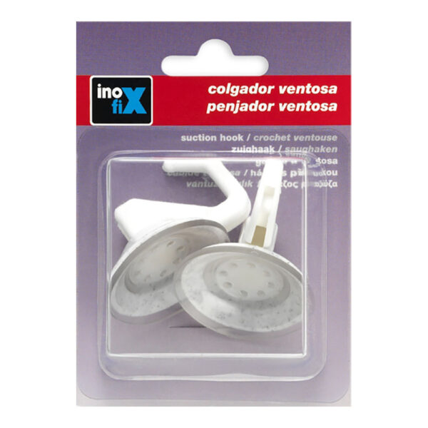 COLGADOR VENTOSA Ø42mm ARTICULADO BLANCO 1208-2-000 (BLISTER 2 unid.) INOFIX