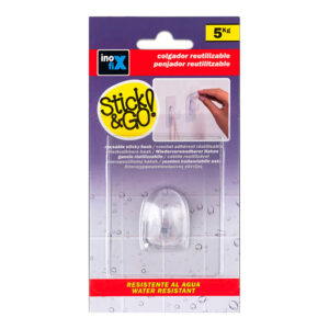 COLGADOR ADHERENTE REUTILIZABLE 80x62mm TRANSPARENTE 1291-0-000 (BLISTER) INOFIX