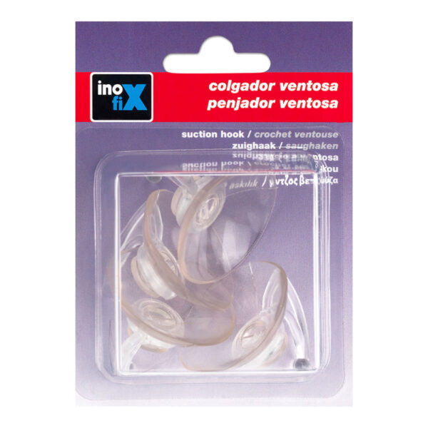 COLGADOR VENTOSA Ø42mm TRANSPARENTE 1207-1-000 (BLISTER 4 unid.) INOFIX