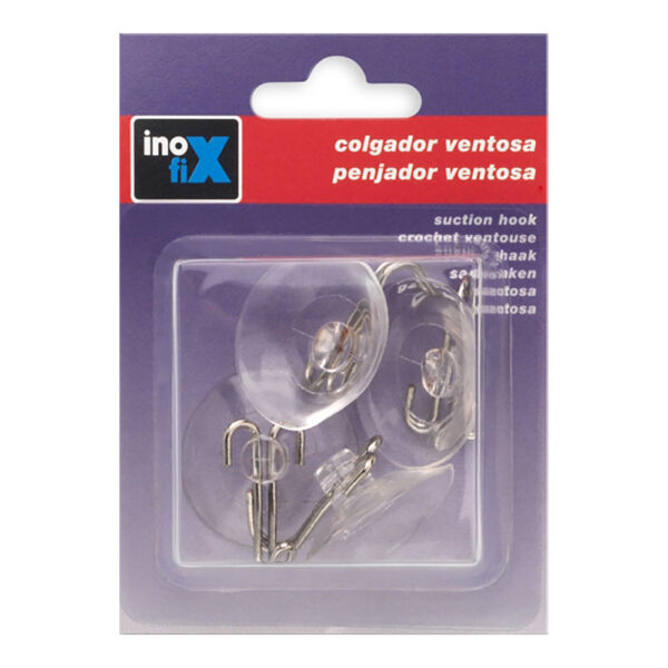COLGADOR VENTOSA Ø35mm CROMADO 1217-1-000 (BLISTER 4 unid.) INOFIX