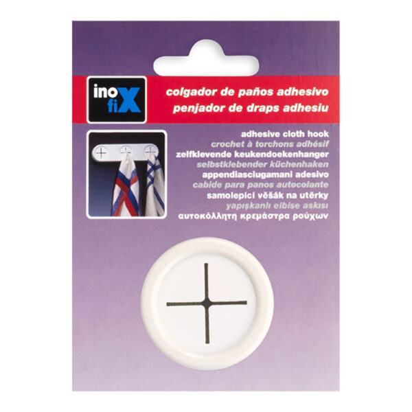 COLGADOR PAÑOS COCINA REDONDO ADHESIVO BLANCO 2089-2-000 (BLISTER) INOFIX
