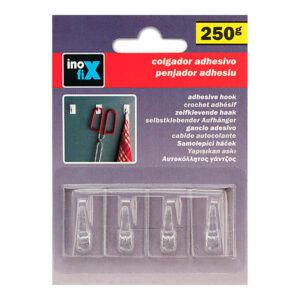 COLGADOR ADHESIVO CLASICO TRANSPARENTE 2075-0-000 (BLISTER 4 unid.) INOFIX