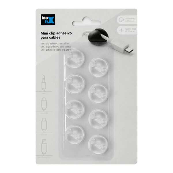 MINI CLIP ADHESIVO PARA CABLES TRANSPARENTE INOFIX
