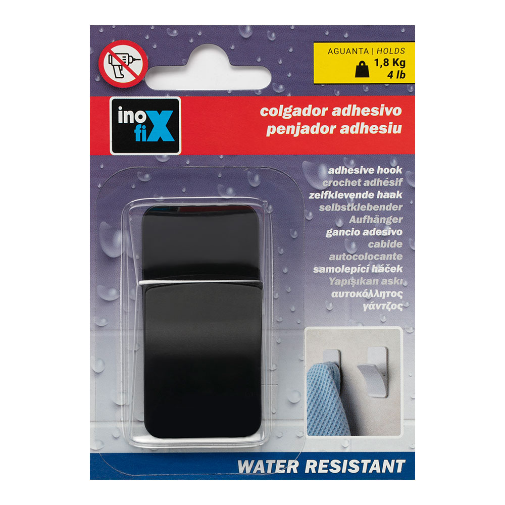 COLGADOR RESISTENTE AL AGUA "RAMA" NEGRO MATE 2191-3 INOFIX