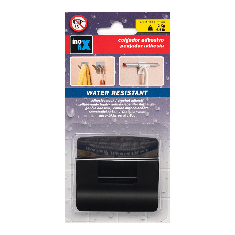 COLGADOR RESISTENTE AL AGUA "RAMA DOBLE" NEGRO MATE 2192-3 INOFIX