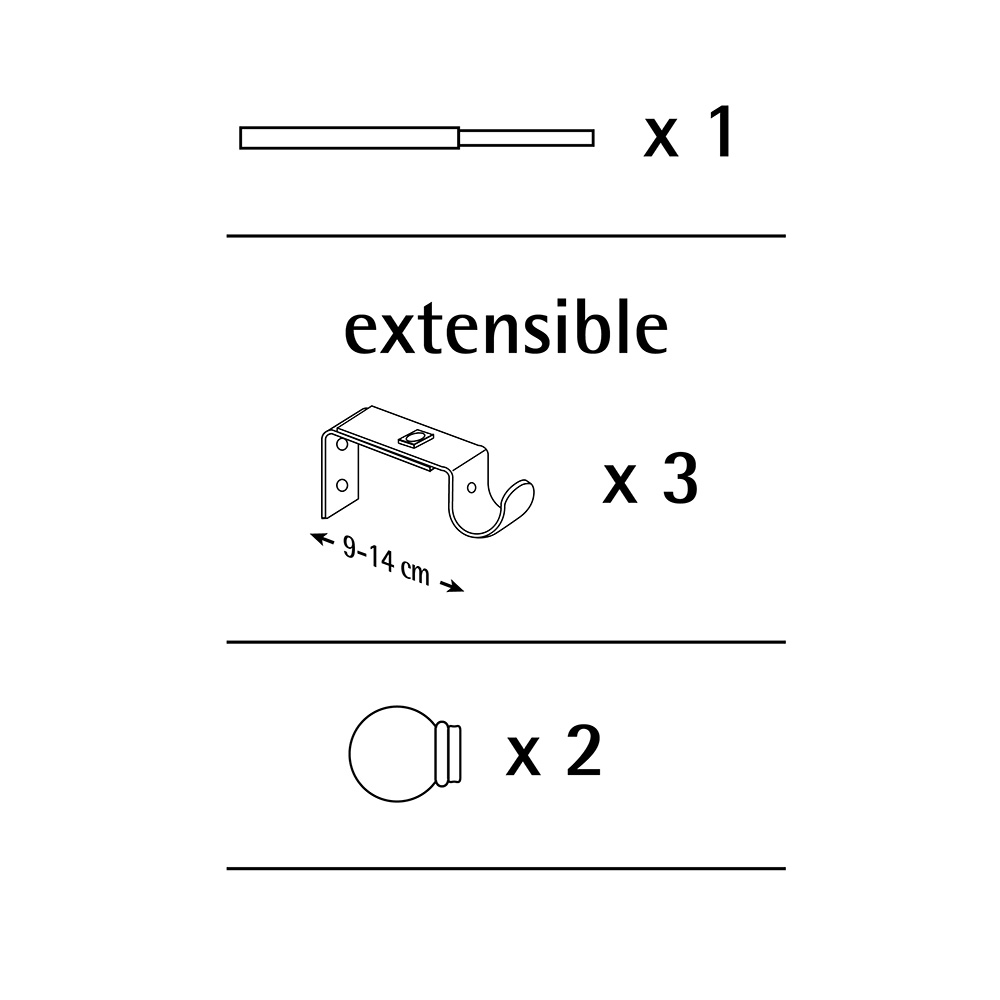 KIT METAL 19mm ESFERA ANILLO NEGRO 160-300cm CINTACOR - STORPLANET - Imagen 2