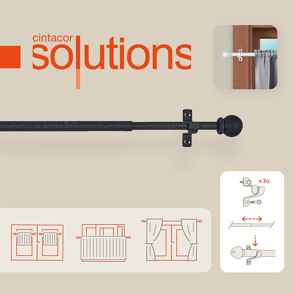 PORTAVISILLO DECO ESFERA NEGRO 120-215cm CINTACOR - STORPLANET - Imagen 2