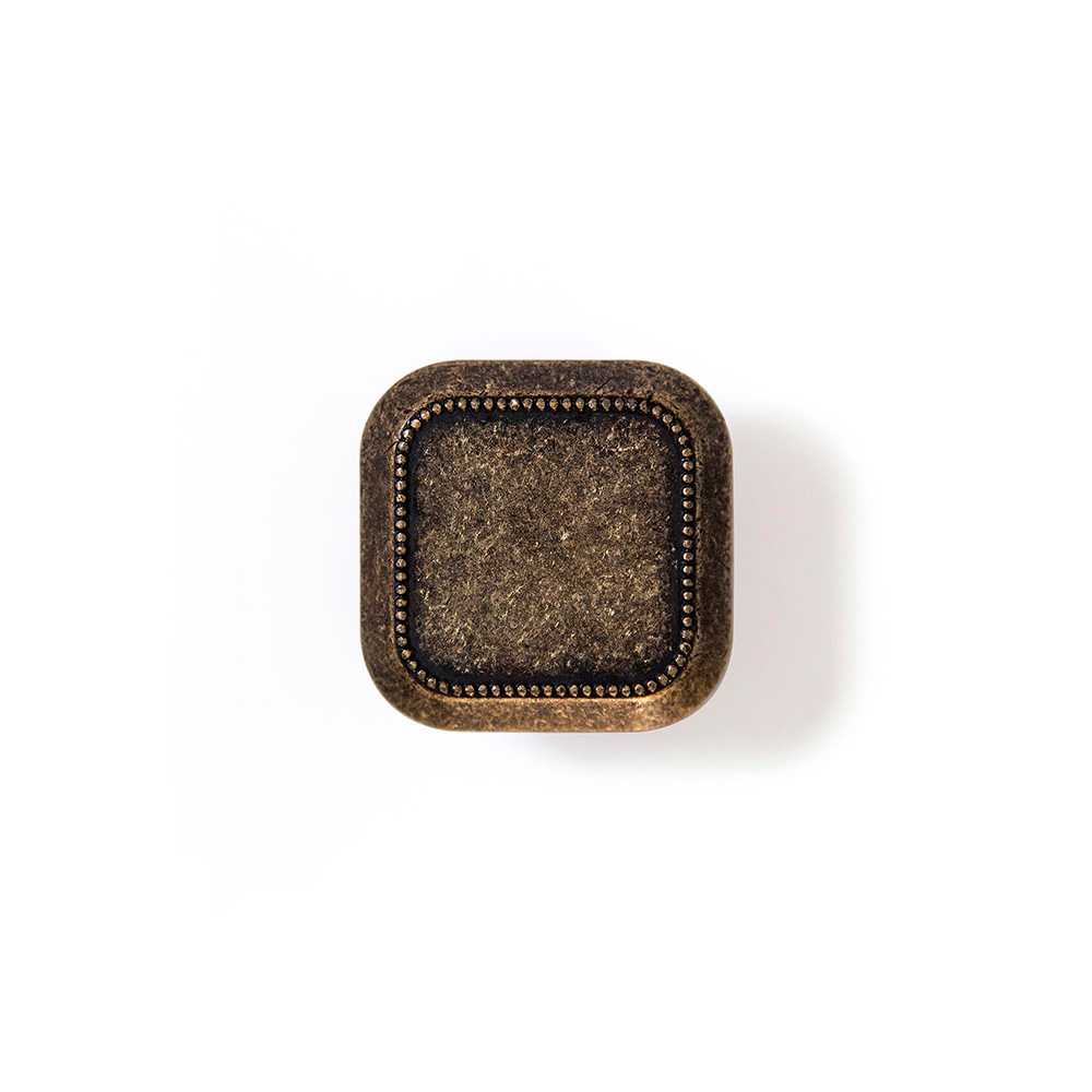 BLISTER CON 4 POMOS METÁLICOS PARA MUEBLE, CON ACABADO CUERO VIEJO MOD. 3120 30x30mm REI - Imagen 2