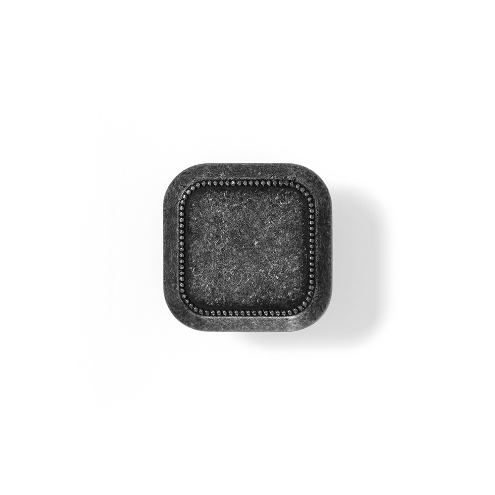 BLISTER CON 4 POMOS METÁLICOS PARA MUEBLE, CON ACABADO PLATA VIEJA MOD. 3120 30x30mm REI - Imagen 2