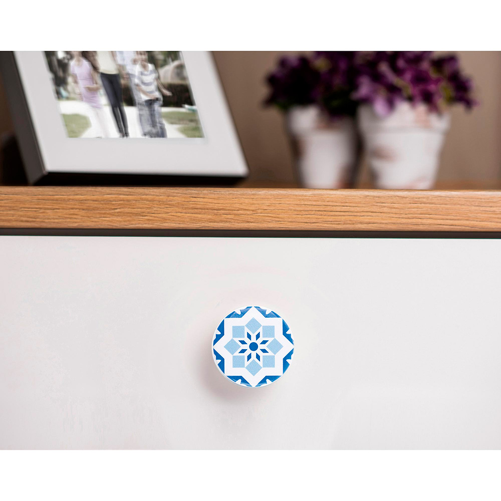 BLISTER CON 4 POMOS REDONDOS PARA MUEBLE FABRICADO EN MADERA ACABADO AZUL MOD. E242 Ø38mm REI - Imagen 3