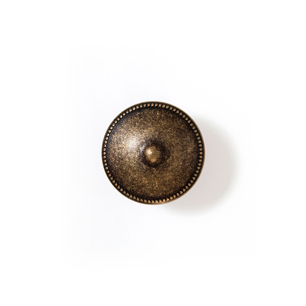 BLISTER CON 4 POMOS REDONDOS PARA MUEBLE FABRICADO EN ZAMAK ACABADO CUERO VIEJO MOD. 3121 Ø30mm REI