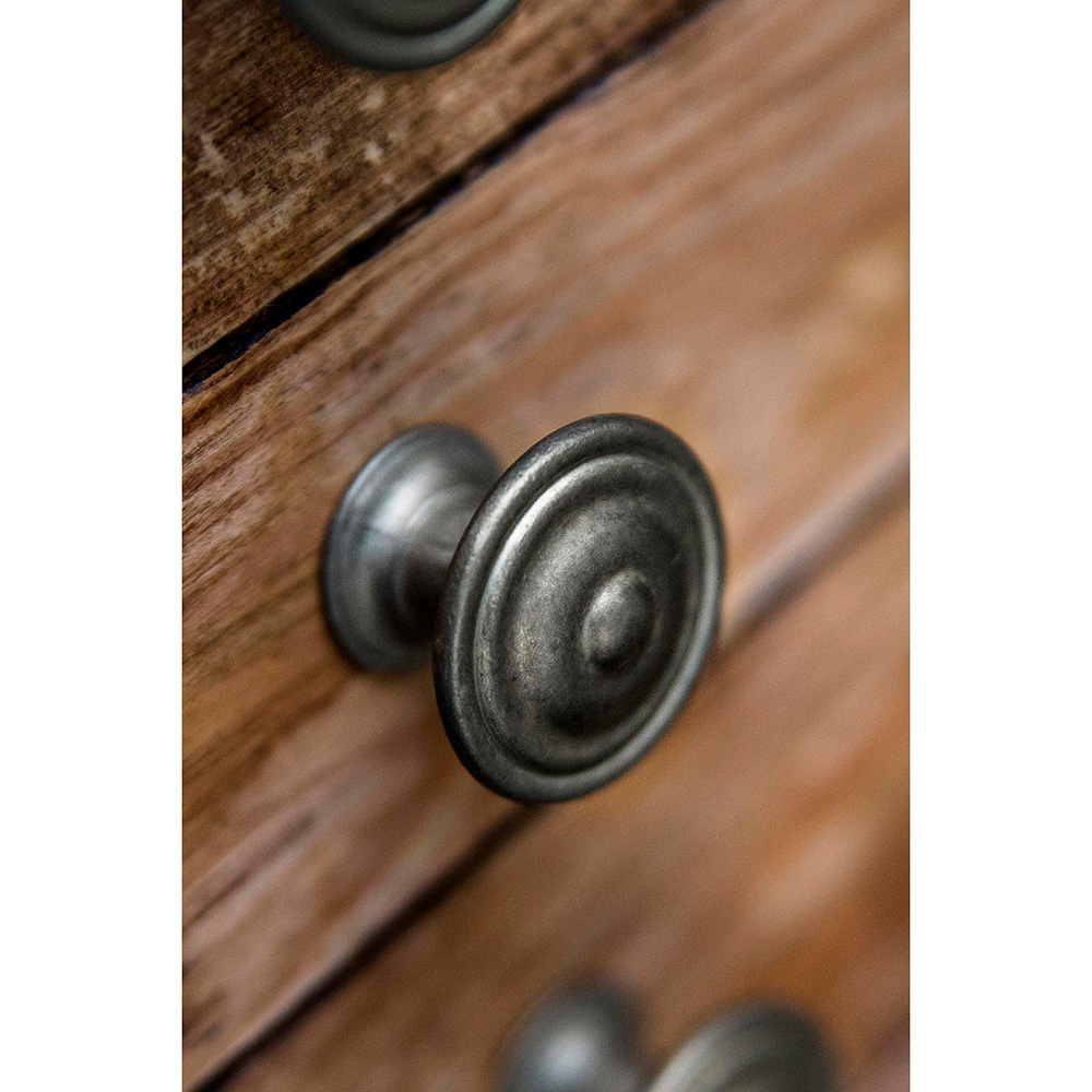 BLISTER CON 4 POMOS REDONDOS PARA MUEBLE FABRICADO EN ZAMAK ACABADO PLATA VIEJA MOD. 3110 Ø35mm REI - Imagen 4