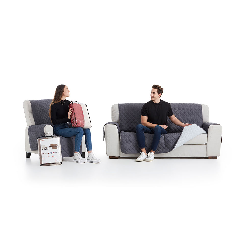 CUBRE SOFA REVERSIBLE GRIS/GRIS CLARO 3 PLAZAS PLUS BELMARTI