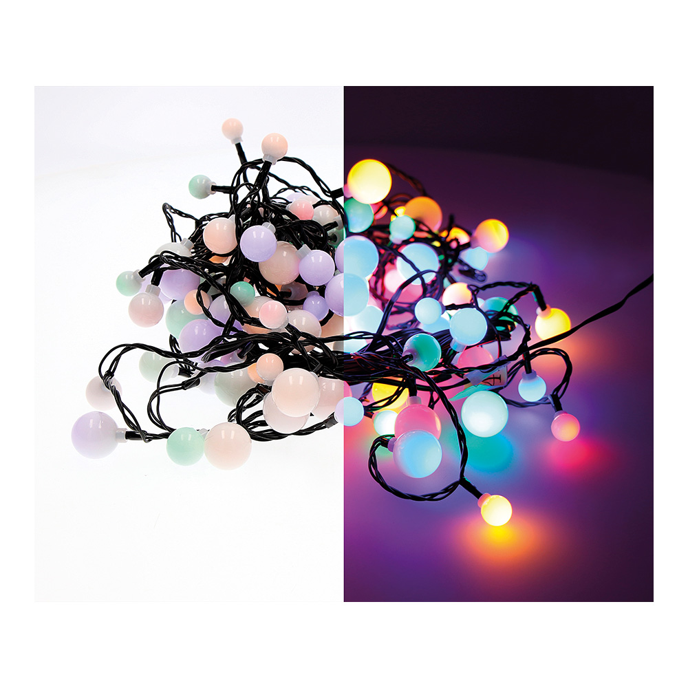 GUIRNALDA "CHERRY" LED LUCES DE TRES MEDIDAS 14m 120 LEDS MULTICOLOR EXTERIOR