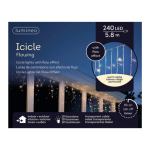 CORTINA LED ICICLE LIGHTS PARPADEANTE 5,8m 240 LEDS LUZ CALIDA