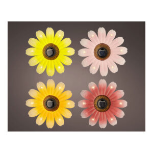 LUZ SOLAR METALICA CON FORMA DE FLOR Ø14x4cm COLORES SURTIDOS