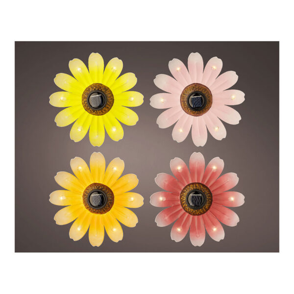 LUZ SOLAR METALICA CON FORMA DE FLOR Ø14x4cm COLORES SURTIDOS