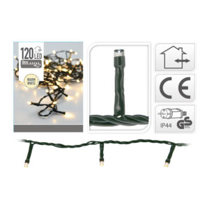 GUIRNALDA FIJA 120 LEDS BLANCO CALIDO FIJA 220V 12m IP44