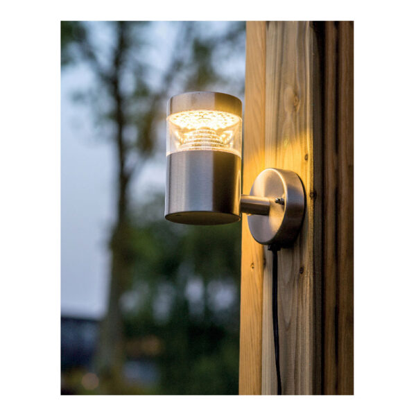 LUZ SOLAR DE PARED INOX 15-150lm  LUZ CALIDA Ø12x16cm LUMINEO - Imagen 2