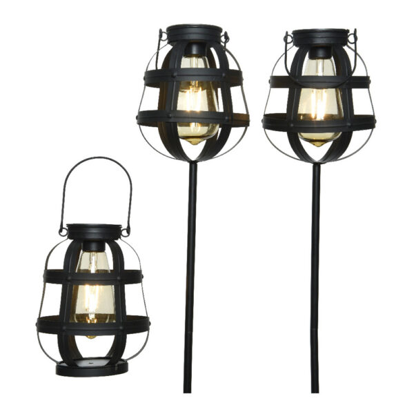 SET 3 LUCES SOLARES DE JARDÍN VINTAGE LUMINEO