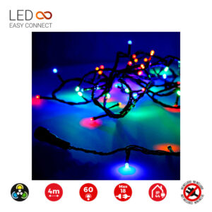 GUIRNALDA EASY-CONNECT 4m 60 LEDS MULTICOLOR 30V (IP44 INTERIOR-EXTERIOR) TOTAL 1.08W