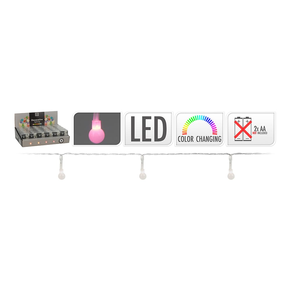 GUIRNALDA A PILAS RGB 20 LEDS ESFERICA 8mm LUZ MULTICOLOR 2,3m