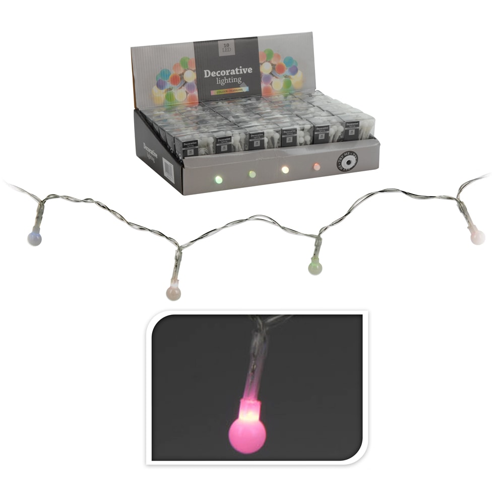 GUIRNALDA A PILAS RGB 10 LEDS ESFERICA 8mm LUZ MULTICOLOR 1,3m