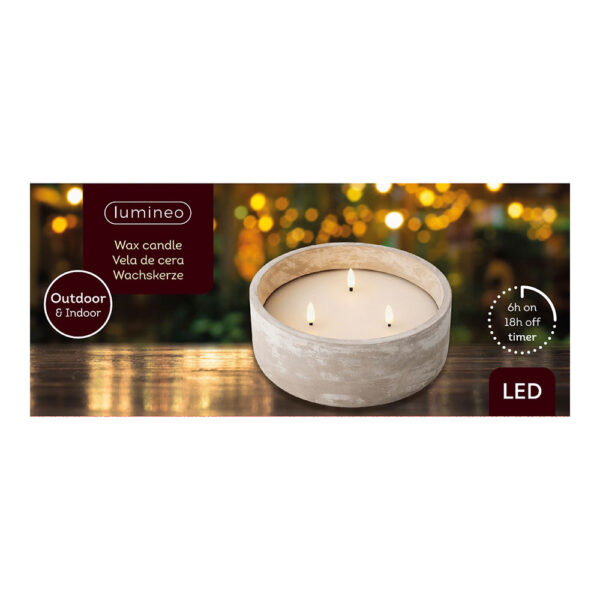 VELA A PILAS INDOOR&OUTDOOR 28x8cm 3 LEDS EFECTO LLAMA LUMINEO - Imagen 2