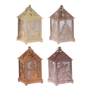 FAROL LED TALLADO EFECTO MADERA 6,5x6,5x12cm COLORES/MODELOS SURTIDOS