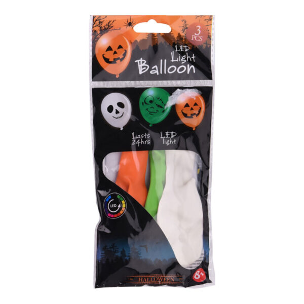 PACK 3 GLOBOS HALLOWEEN CON LED
