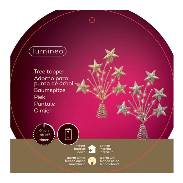ADORNO PARA COPA ÁRBOL DE NAVIDAD ESTRELLA 5x21x31cm 12 LEDS COLORES SURTIDOS - Imagen 4