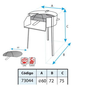 BARBACOA REDONDA CON SOPORTE PARA PAELLA Ø60cm IMEX EL ZORRO