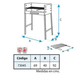 BARBACOA CON PARRILLA ZINCADA 69x40x92cm IMEX EL ZORRO