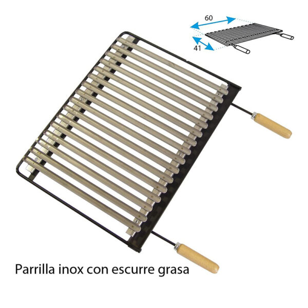 CAJÓN CON PARRILLA INOXIDABLE 61x40x32cm IMEX EL ZORRO - Imagen 2