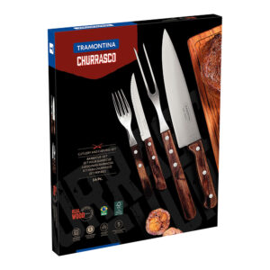 JUEGO PARA ASADO 14 PIEZAS FSC POLYWOOD CASTAÑO TRAMONTINA