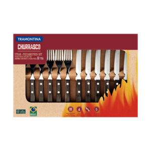 JUEGO PARA ASADO 12 PIEZAS FSC POLYWOOD CASTAÑO TRAMONTINA