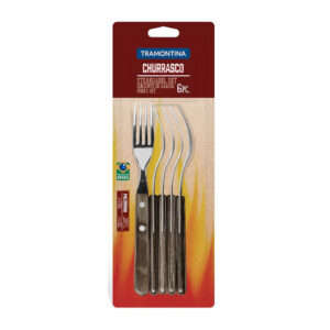 JUEGO DE TENEDORES JUMBO DE MESA 6 PIEZAS POLYWOOD CASTAÑO 20,5cm TRAMONTINA
