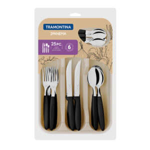 JUEGO DE CUBIERTOS DE 25 PIEZAS IPANEMA NEGRO TRAMONTINA