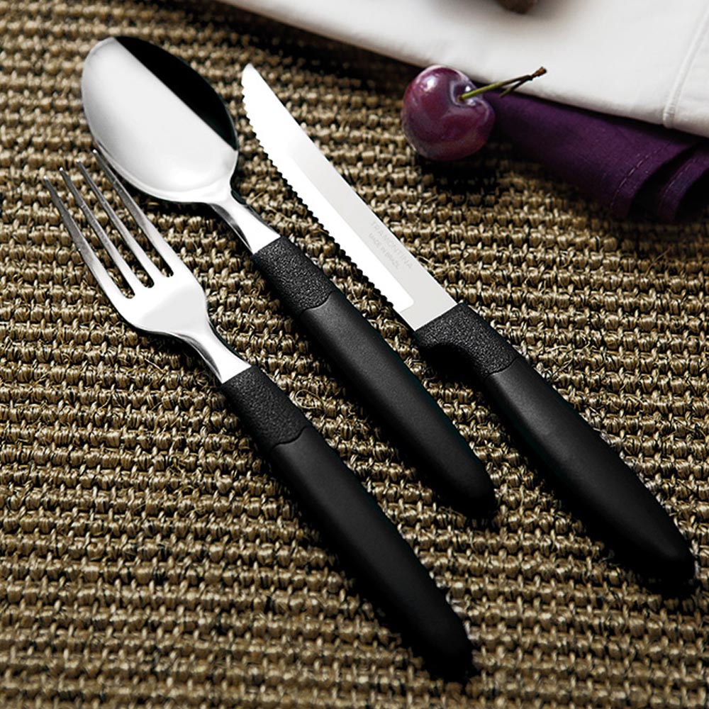 JUEGO DE CUCHILLOS PARA CARNE 3 PIEZAS IPANEMA NEGRO 21,3cm TRAMONTINA - Imagen 3