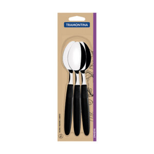 JUEGO DE CUCHARAS DE MESA 3 PIEZAS IPANEMA NEGRO 19cm TRAMONTINA