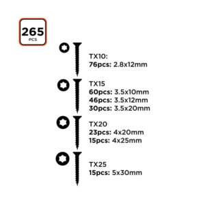 SURTIDO DE TORNILLOS TORX 265 PIEZAS BLACK+DECKER