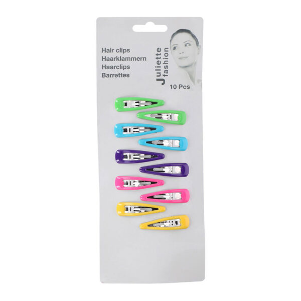 PACK DE 10 CLIPS DE COLORES PARA EL PELO, MEDIDA 4,8cm. JULIETTE FASHION
