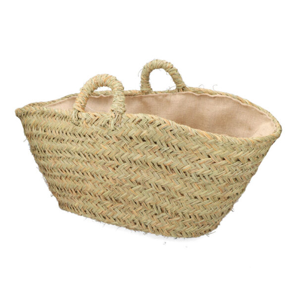 CAPAZO DE ESPARTO CON FORRO PARA LEÑA 60x35x45cm OVAL