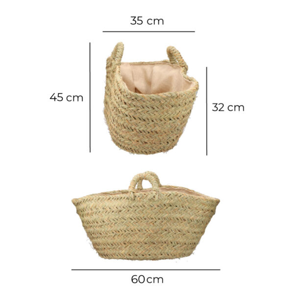 CAPAZO DE ESPARTO CON FORRO PARA LEÑA 60x35x45cm OVAL - Imagen 4