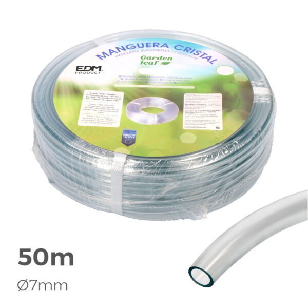 MANGUERA DE CRISTAL TRANSPARENTE Ø INTERIOR 7mm Ø EXTERIOR 10mm ROLLO 50m