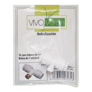 CONEXION "T" DE NEBULIZACIÓN 1/4" CON TOBERA INCLUIDA VIVO VERDE